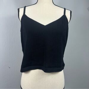 St. John knit cropped tank top spaghetti straps black